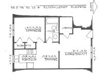 Floor plan thumbnail for 1 bedroom, 1 bathroom unit