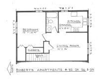 Floor plan thumbnail for Second floor of 1 bedroom, 1 bathroom units(24, 26, 29, 32)